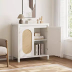Buffet bahut moderne avec étagère réglable, portes en verre, petite console d'appoint avec rangement, pour salon, salle à manger
