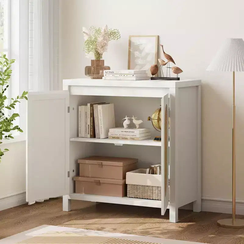 Buffet bahut moderne avec étagère réglable, portes en verre, petite console d'appoint avec rangement, pour salon, salle à manger