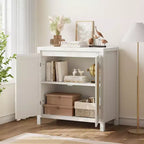 Buffet bahut moderne avec étagère réglable, portes en verre, petite console d'appoint avec rangement, pour salon, salle à manger