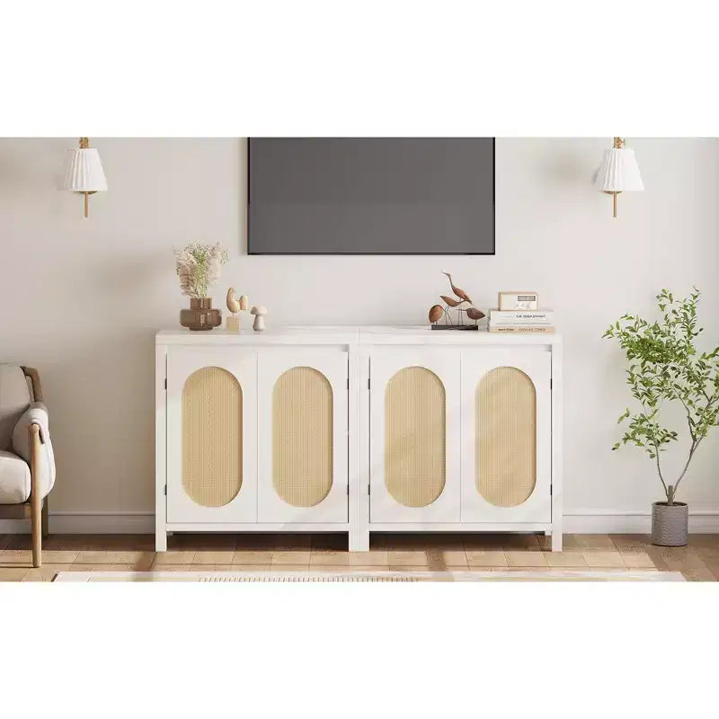 Buffet bahut moderne avec étagère réglable, portes en verre, petite console d'appoint avec rangement, pour salon, salle à manger