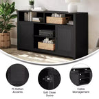 Buffet de cuisine moderne du milieu du siècle Malaki de Flash Furniture avec 2 portes à fermeture douce et étagère centrale réglable, meuble TV pour téléviseurs jusqu'à 65 pouces