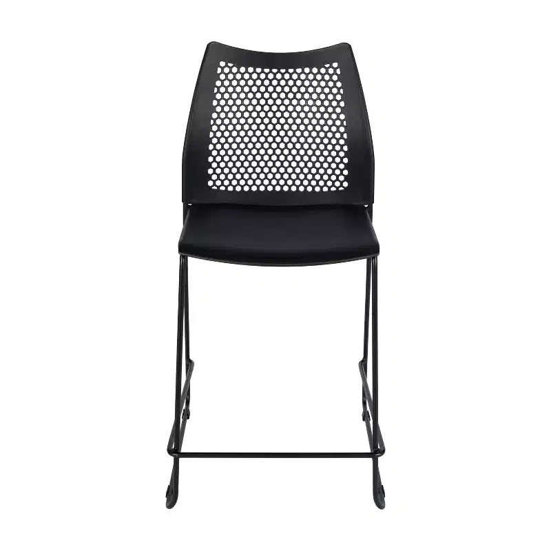 Lot de 3 tabourets de comptoir empilables Flash Furniture Hercules avec dossier ventilé et piètement luge enduit de poudre