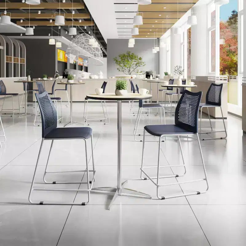 Lot de 3 tabourets de comptoir empilables Flash Furniture Hercules avec dossier ventilé et piètement luge enduit de poudre