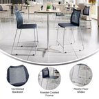 Lot de 3 tabourets de comptoir empilables Flash Furniture Hercules avec dossier ventilé et piètement luge enduit de poudre