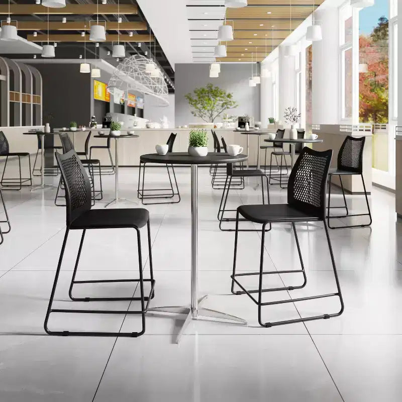 Lot de 3 tabourets de comptoir empilables Flash Furniture Hercules avec dossier ventilé et piètement luge enduit de poudre