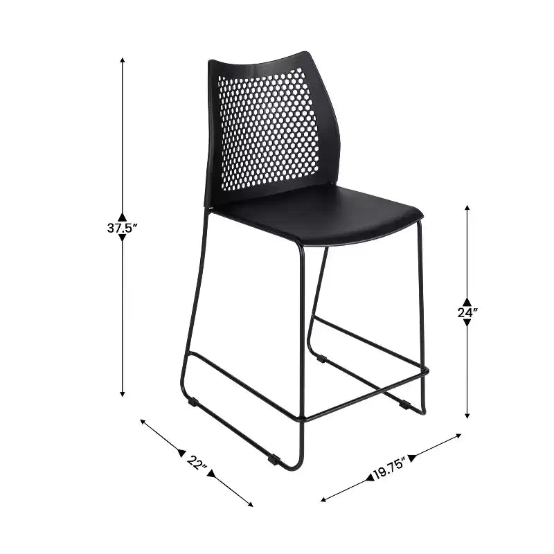 Lot de 3 tabourets de comptoir empilables Flash Furniture Hercules avec dossier ventilé et piètement luge enduit de poudre
