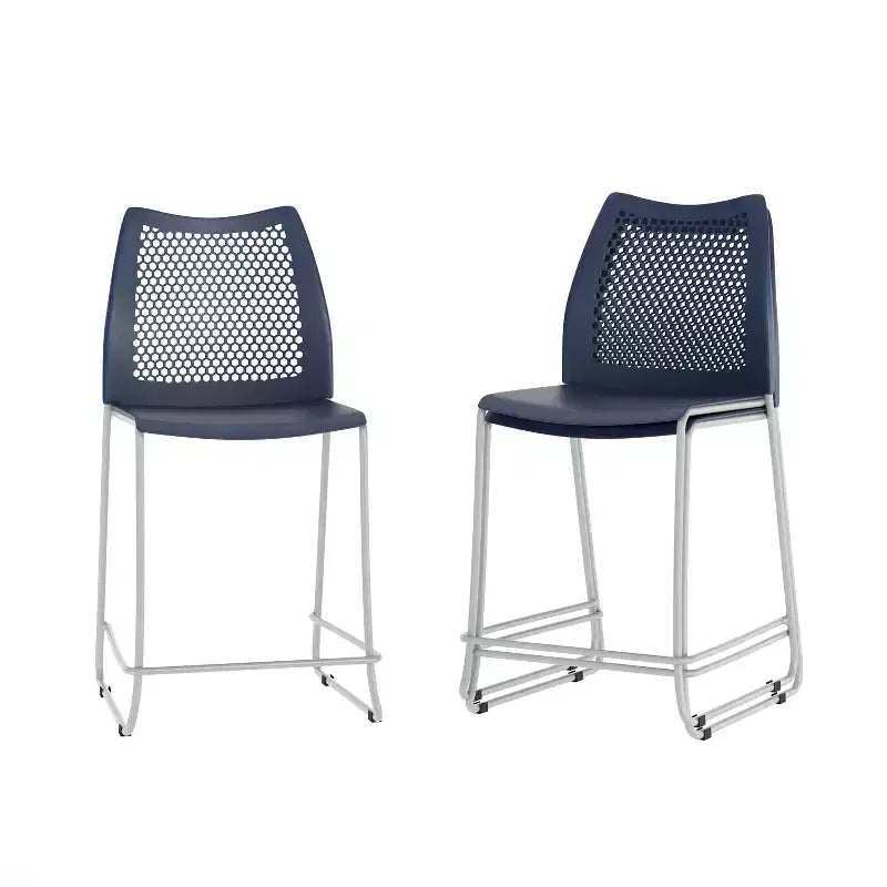 Lot de 3 tabourets de comptoir empilables Flash Furniture Hercules avec dossier ventilé et piètement luge enduit de poudre