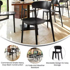 Flash Furniture Chaise de patio empilable Dover intérieur-extérieur avec dossier incurvé, chaise en résine commerciale tout temps
