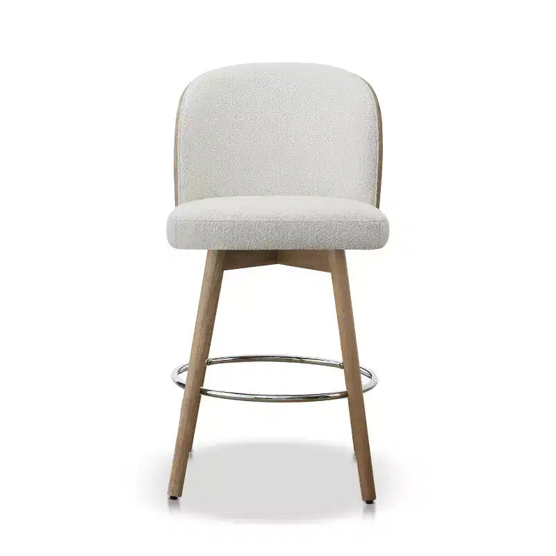 Jennifer Taylor Home Tomlin Tabouret de comptoir pivotant rembourré 26,5 po en bouclé blanc cassé, lot de 2