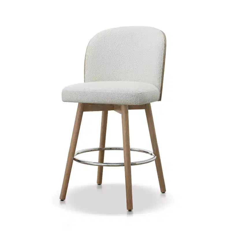 Jennifer Taylor Home Tomlin Tabouret de comptoir pivotant rembourré 26,5 po en bouclé blanc cassé, lot de 2