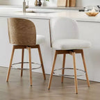 Jennifer Taylor Home Tomlin Tabouret de comptoir pivotant rembourré 26,5 po en bouclé blanc cassé, lot de 2