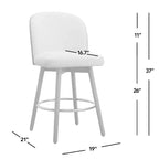 Jennifer Taylor Home Tomlin Tabouret de comptoir pivotant rembourré 26,5 po en bouclé blanc cassé, lot de 2