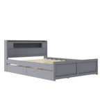 Lit plateforme Whisen Queen Size en bois avec rangement, LED, 2 tiroirs et 1 lit gigogne