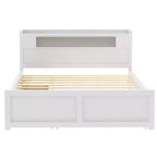 Lit plateforme Whisen Queen Size en bois avec rangement, LED, 2 tiroirs et 1 lit gigogne