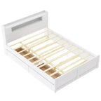 Lit plateforme Whisen Queen Size en bois avec rangement, LED, 2 tiroirs et 1 lit gigogne