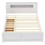 Lit plateforme Whisen Queen Size en bois avec rangement, LED, 2 tiroirs et 1 lit gigogne