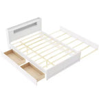 Lit plateforme Whisen Queen Size en bois avec rangement, LED, 2 tiroirs et 1 lit gigogne