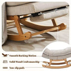 Fauteuil à bascule Hyleory en bois massif rembourré avec repose-pieds escamotable