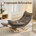 Fauteuil à bascule Hyleory en bois massif rembourré avec repose-pieds escamotable