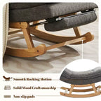 Fauteuil à bascule Hyleory en bois massif rembourré avec repose-pieds escamotable