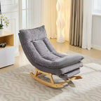 Fauteuil à bascule Hyleory en bois massif rembourré avec repose-pieds escamotable
