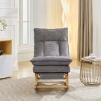 Fauteuil à bascule Hyleory en bois massif rembourré avec repose-pieds escamotable