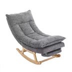 Fauteuil à bascule Hyleory en bois massif rembourré avec repose-pieds escamotable