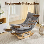 Fauteuil à bascule Hyleory en bois massif rembourré avec repose-pieds escamotable