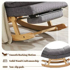 Fauteuil à bascule Hyleory en bois massif rembourré avec repose-pieds escamotable