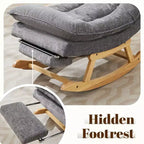 Fauteuil à bascule Hyleory en bois massif rembourré avec repose-pieds escamotable