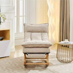 Fauteuil à bascule Hyleory en bois massif rembourré avec repose-pieds escamotable