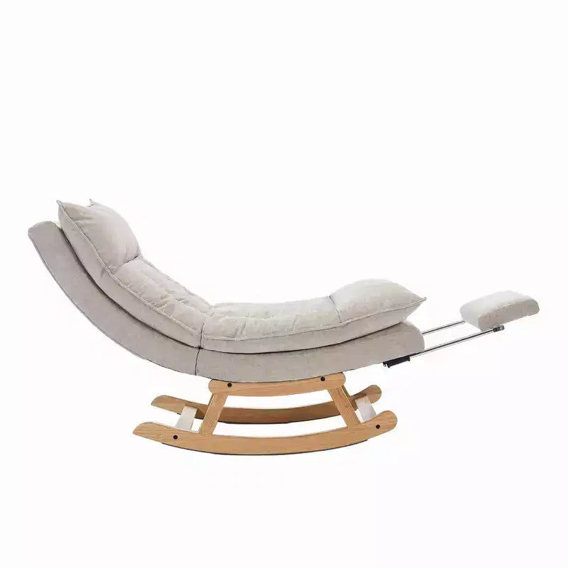 Fauteuil à bascule Hyleory en bois massif rembourré avec repose-pieds escamotable