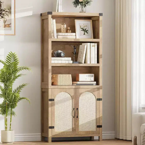 5 Tier Storage Cabinet, Tall Bookshelf, Bookcases and Bookshelves with Doors, 5 Tier Storage Cabinet for Home, Office, Living Room