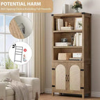 Étagère de rangement à 5 niveaux, Bibliothèque haute, Bibliothèques avec portes, Armoire de rangement à 5 niveaux pour la maison, le bureau, le salon