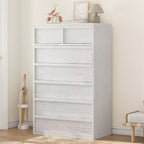 Garvee 7 Drawer Dresser for Bedroom, White 7 Chest of Drawers Tall with Concave Handles, Wooden Dresser Organizer for Living Room Nursery Entryway