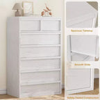 Garvee Commode à 7 Tiroirs pour Chambre à Coucher, Commode Haute Blanche à 7 Tiroirs avec Poignées Concaves, Organiseur de Commode en Bois pour Salon, Chambre d'Enfant, Entrée