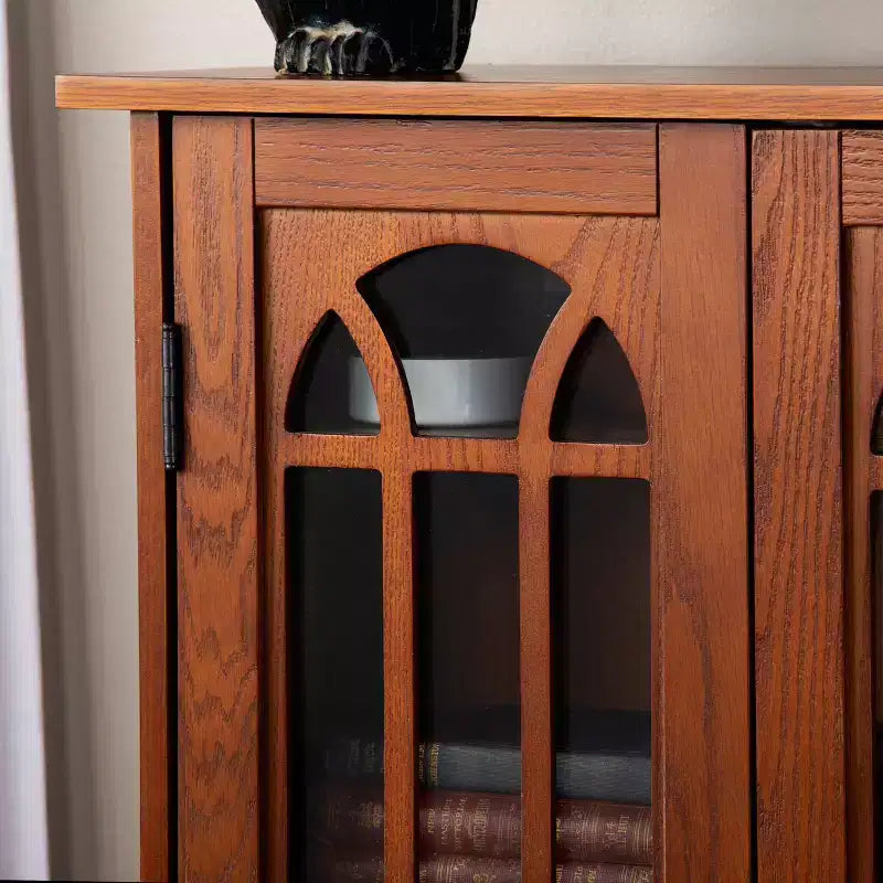 Meuble TV avec portes vitrées – Chêne – SEI