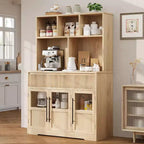 Meuble de rangement de cuisine de 60 cm avec portes vitrées, armoire de rangement pour aliments, organisateur de cuisine, design ondulé, pour salon, salle à manger