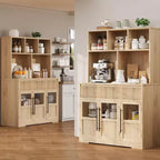 Meuble de rangement de cuisine de 60 cm avec portes vitrées, armoire de rangement pour aliments, organisateur de cuisine, design ondulé, pour salon, salle à manger