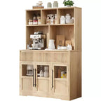 Meuble de rangement de cuisine de 60 cm avec portes vitrées, armoire de rangement pour aliments, organisateur de cuisine, design ondulé, pour salon, salle à manger