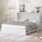 Lit escamotable Queen Mjkone avec station de recharge, lit pliable de style armoire peu encombrant avec matelas