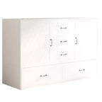 Lit escamotable Queen Mjkone avec station de recharge, lit pliable de style armoire peu encombrant avec matelas