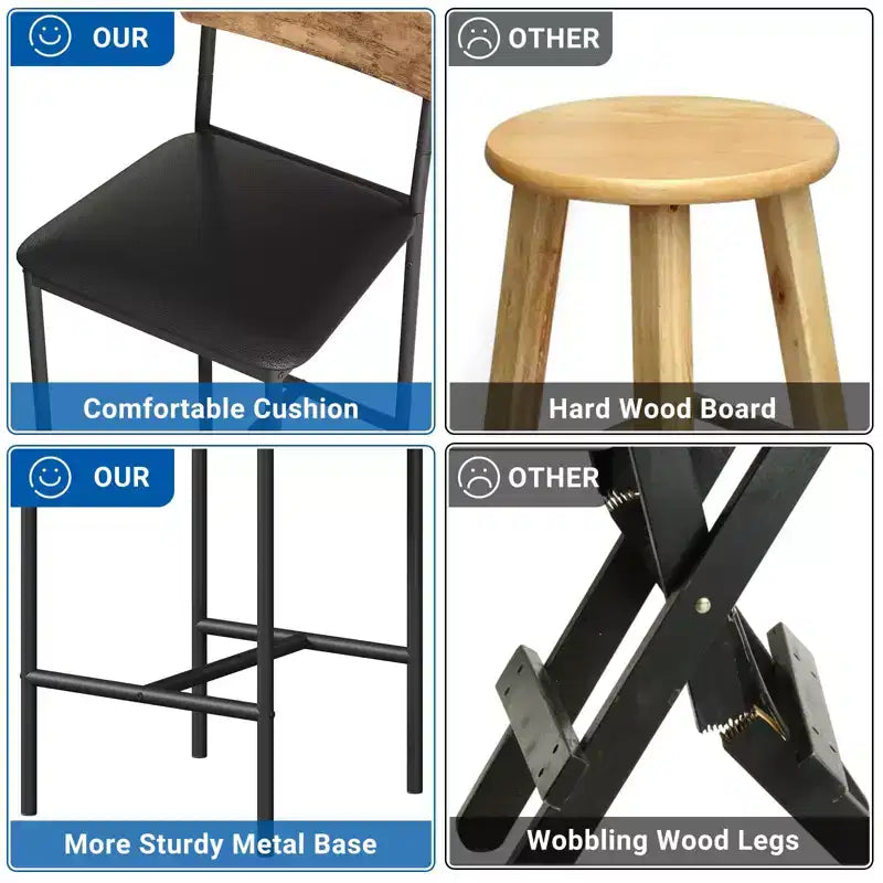Ensemble table à manger et 2 tabourets de bar, Table de cuisine hauteur comptoir avec 2 tabourets de bar rembourrés, Ensemble table et chaises de salle à manger avec étagères de rangement