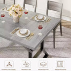 Table à manger de 180 cm pour 6 à 8 personnes, table de cuisine rectangulaire de style rustique, pieds en métal géométriques, style ferme moderne, pour la cuisine