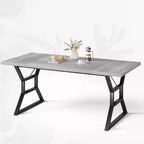 71 Inch Dining Table for 6 to 8 People, Rustic Style Rectangle Kitchen Table, Geometric Metal Legs, Modern Farmhouse Style, for Kitchen