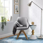 Fauteuil d'appoint pivotant Art Leon en velours confortable avec pieds dorés