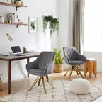 Fauteuil d'appoint pivotant Art Leon en velours confortable avec pieds dorés