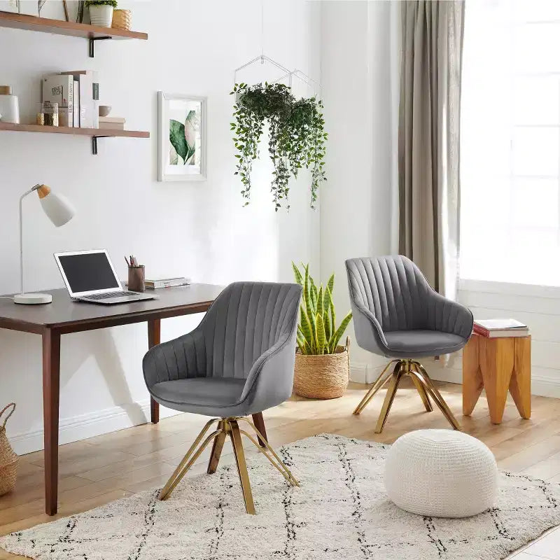 Fauteuil d'appoint pivotant Art Leon en velours confortable avec pieds dorés