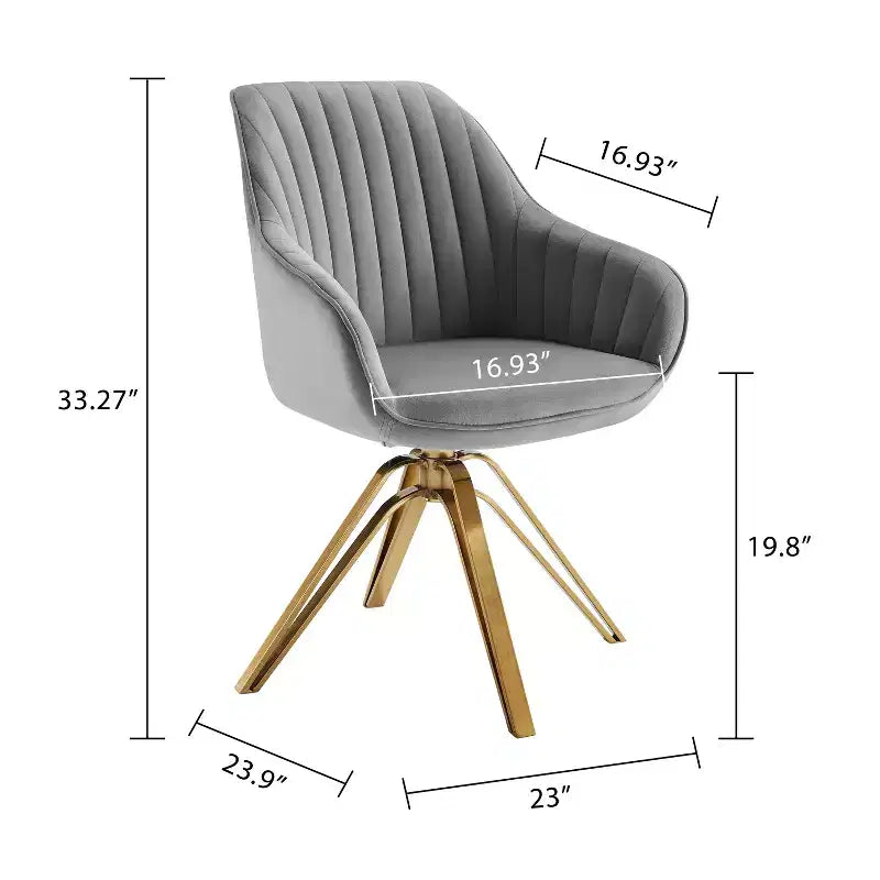 Fauteuil d'appoint pivotant Art Leon en velours confortable avec pieds dorés