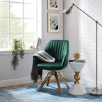 Fauteuil d'appoint pivotant Art Leon en velours confortable avec pieds dorés